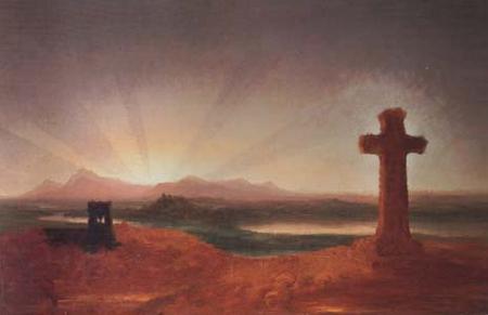 Thomas Cole Unfinished Landscape (The Cross at Sunset) (mk13) oil painting image